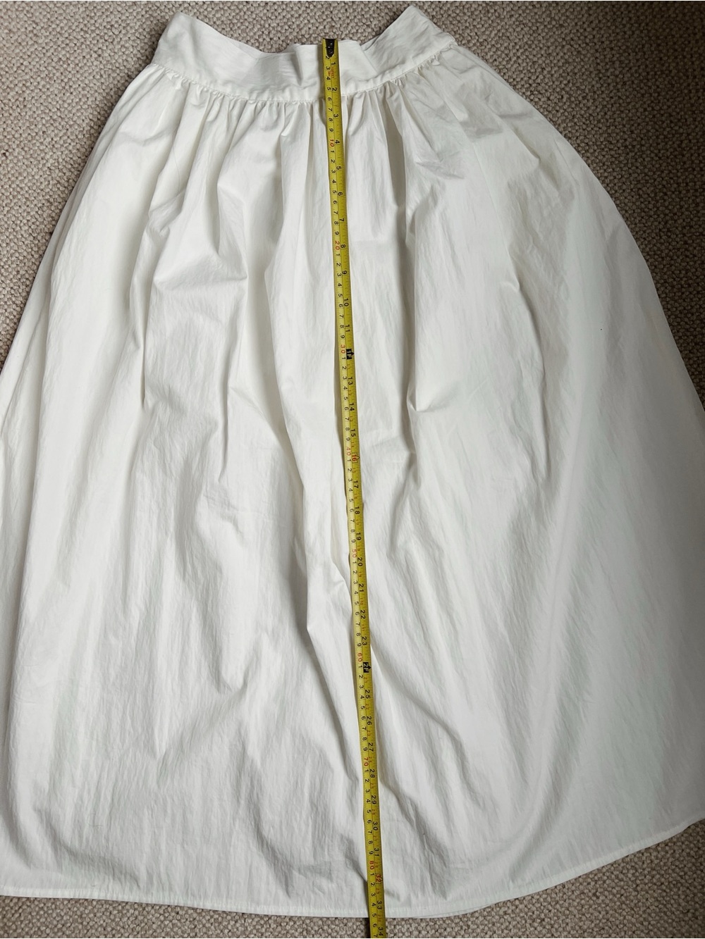 Jesse Kamm Ranch Skirt | White Full Midi Gathered Waist Skirt | Size S - Picture 9 of 10